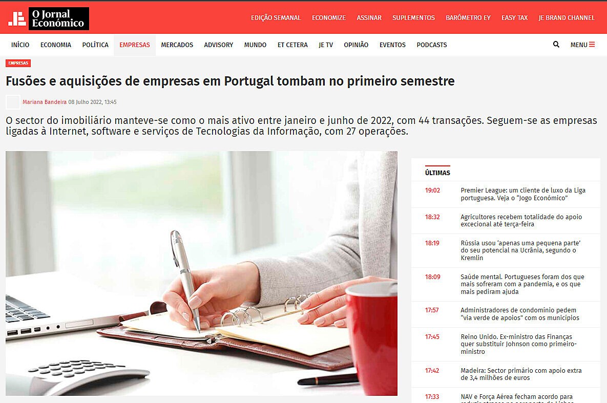 Fuses e aquisies de empresas em Portugal tombam no primeiro semestre